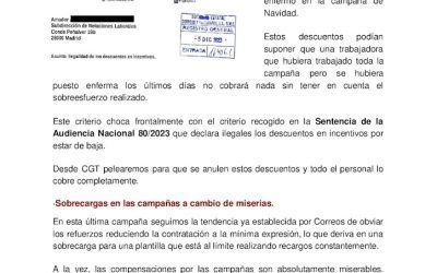 CGT EXIGEIX LA FI DELS DESCOMPTES DE LA CAMPANYA DE NADAL